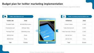 Budget Plan For Twitter Marketing Implementation Twitter As Social Media