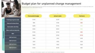 Budget Plan For Unplanned Change Management Change Administration Training Program