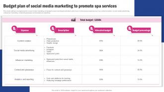 Budget Plan Of Social Media Marketing Spa Business Promotion Strategy To Increase Brand Strategy SS V