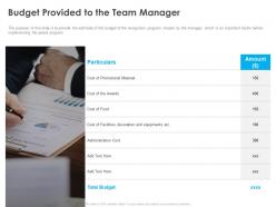 Budget provided to the team manager ppt powerpoint presentation show shapes