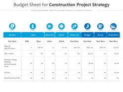 Budget Sheet For Construction Project Strategy