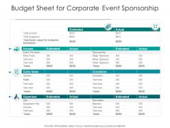 Budget Sheet For Corporate Event Sponsorship