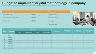 Budget To Implement Crystal Methodology In Company Crystal Agile Framework