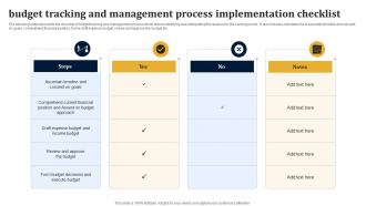 Budget Tracking And Management Process Implementation Checklist