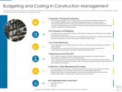 Budgeting And Costing In Construction Management Project Management Tools Ppt Microsoft