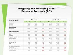 Budgeting and managing fiscal resources template variable expenses ppt slides