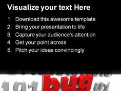 Bug in binary code computer powerpoint templates and powerpoint backgrounds 0111
