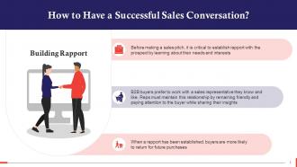 Build Rapport For A Successful Sales Conversation Training Ppt