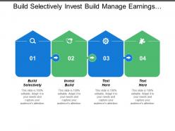 Build selectively invest build manage earnings limited expansion