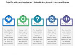 Build trust incentives issues sales motivation with icons and boxes