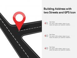 Building address with two streets and gps icon