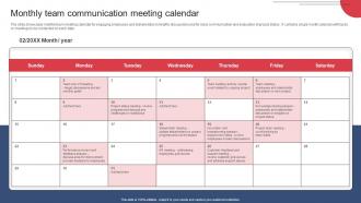Building And Maintaining Effective Team Monthly Team Communication Meeting Calendar