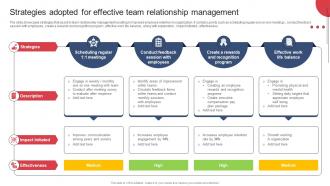 Building And Maintaining Effective Team Strategies Adopted For Effective Team Relationship Management