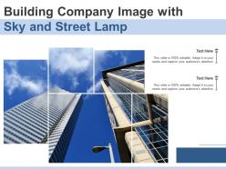 Building company image with sky and street lamp