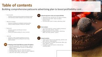 Building Comprehensive Patisserie Advertising Plan To Boost Profitability Complete Deck MKT CD V Researched Colorful
