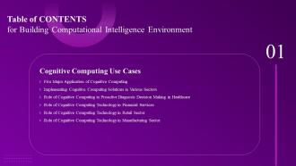 Building Computational Intelligence Environment For Table Of Contents