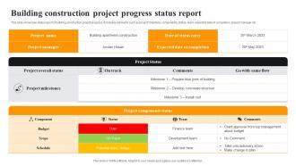 Building Construction Project Progress Status Report