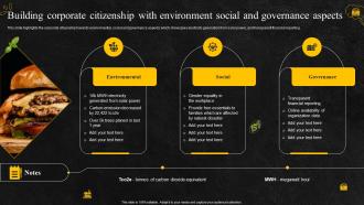Building corporate citizenship with environment social and food and beverage company profile