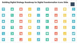 Building digital strategy roadmap for digital transformation icons slide