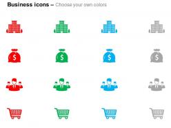 Building dollar bag team shopping cart ppt icons graphics
