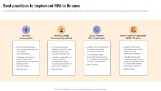 Building Financial Resilience Best Practices To Implement Rpa In Finance MKT SS V