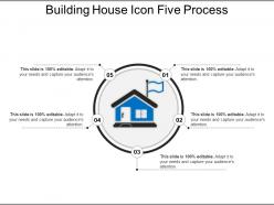 Building house icon five process powerpoint slide template
