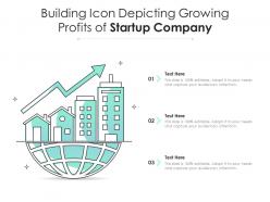 Building icon depicting growing profits of startup company