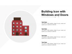 Building icon with windows and doors