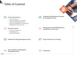 Building management team table of content program ppt powerpoint presentation image
