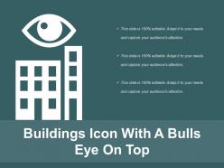 Buildings icon with a bulls eye on top