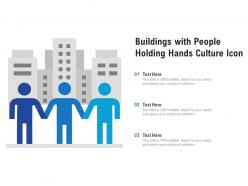 Buildings with people holding hands culture icon