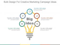 Bulb design for creative marketing campaign ideas ppt slides