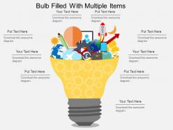 Bulb Filled With Multiple Items Flat Powerpoint Desgin