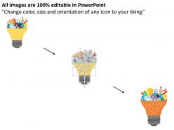 Bulb filled with multiple items flat powerpoint desgin