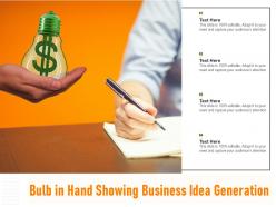 Bulb In Hand Showing Business Idea Generation