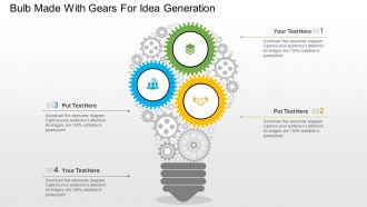 Bulb made with gears for idea generation flat powerpoint design