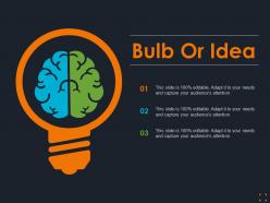 Bulb or idea with brain ppt summary graphics example