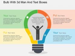 Bulb With 3d Man And Text Boxes Flat Powerpoint Design