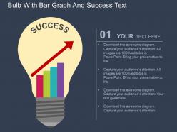 Bulb with bar graph and success text flat powerpoint design