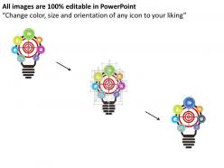 Bulb with business process icons for idea generation flat powerpoint design