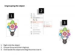 Bulb with business process icons for idea generation flat powerpoint design