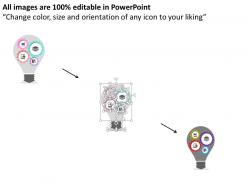Bulb with gears inside for idea generation and control flat powerpoint design