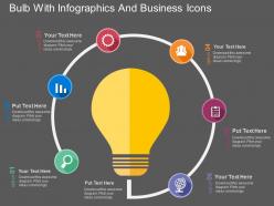 Bulb with infographics and business icons flat powerpoint design