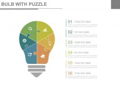 Bulb with puzzle with business icons for analysis powerpoint slides