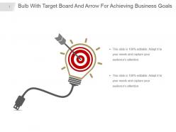 Bulb with target board and arrow for achieving business goals powerpoint design