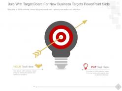 Bulb with target board for new business targets powerpoint slide