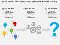 Bulbs gears question mark idea generation problem solving flat powerpoint design