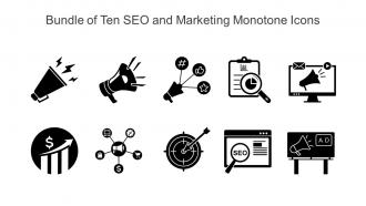 Bundle Of Ten SEO And Marketing Monotone Icons