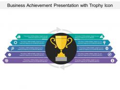 Business achievement presentation with trophy icon