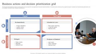 Business Actions And Decision Prioritization Grid